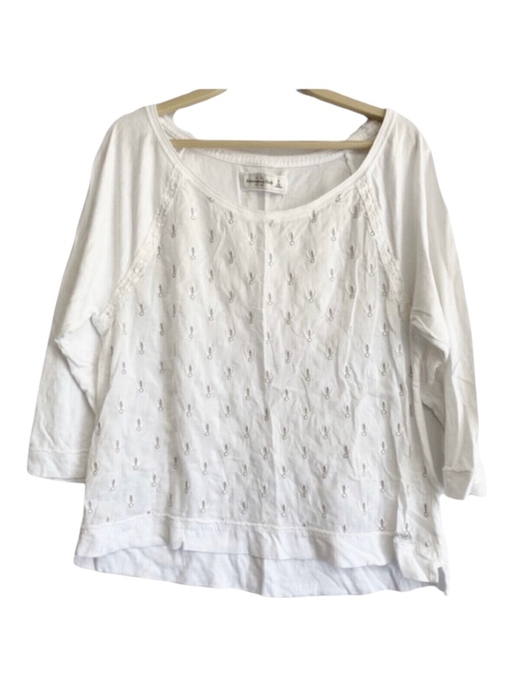 Abercrombie white embroidered boho top Small